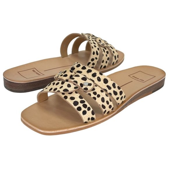 Dolce Vita Cait Leopard Cow Fur Slide Sandals Size 6M - Picture 9 of 11